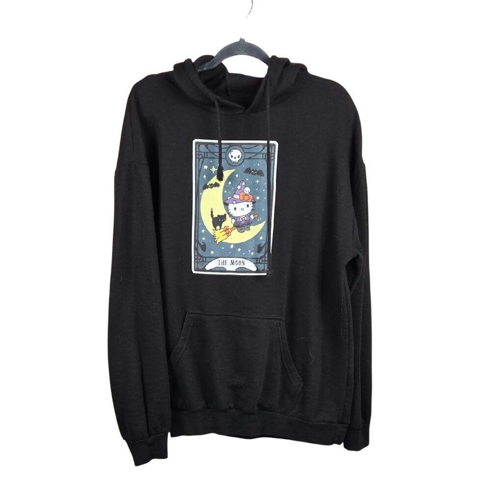 Ripple Junction Hello Kitty Moon Tarot Card Hoodie Graphic Black XL